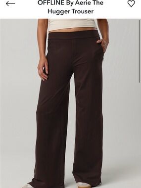 aerie The Hugger Wide Leg Pants in Deep Brown